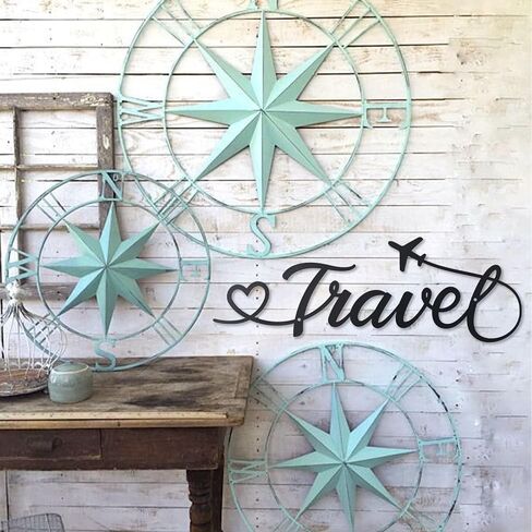 OYEFLY Travel Wall Decor,Metal Travel Decor, Travel Theme Classroom Living Room Bedroom Decor (Metal heart) in Kuwait