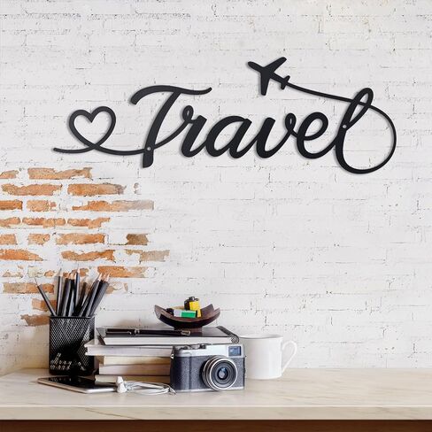 OYEFLY Travel Wall Decor,Metal Travel Decor, Travel Theme Classroom Living Room Bedroom Decor (Metal heart) in Kuwait