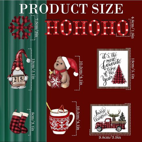 13 قطعة عيد الميلاد صينية ديكور مجموعة عيد الميلاد الأسود والأحمر منقوشة جنوم خشبية علامات الطاولة الأيائل ندفة الثلج شجرة شاحنة جوارب ريفي مزرعة الشتاء صواني ديكور للمنزل مطبخ in Kuwait