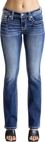 Miss Me Women's Abstract Stitch Mid-Rise Bootcut Jeans in Kuwait