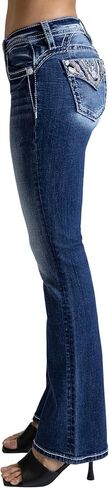 Miss Me Women's Abstract Stitch Mid-Rise Bootcut Jeans in Kuwait