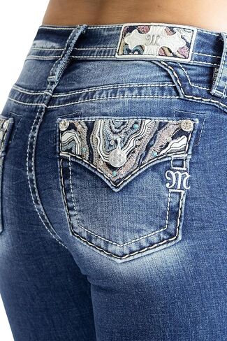 Miss Me Women's Abstract Stitch Mid-Rise Bootcut Jeans in Kuwait