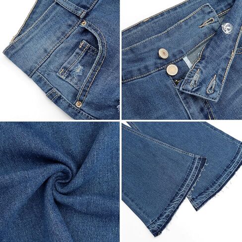 LONGBIDA Skinny Ripped Bell Bottom Jeans for Women High Waisted Stretchy Flare Curvy Denim Pants with Pockets in Saudi Arabia