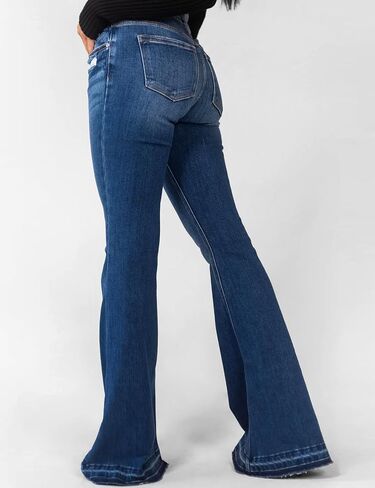 LONGBIDA Skinny Ripped Bell Bottom Jeans for Women High Waisted Stretchy Flare Curvy Denim Pants with Pockets in Saudi Arabia