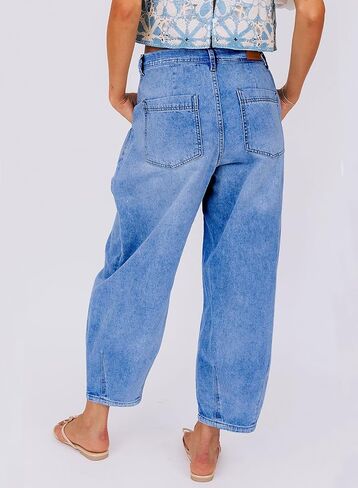 Sidefeel Women's Jeans Mid Rise Stretchy Wide Leg Baggy Jeans Trendy Loose Boyfriend Ankle Denim Pants in Saudi Arabia