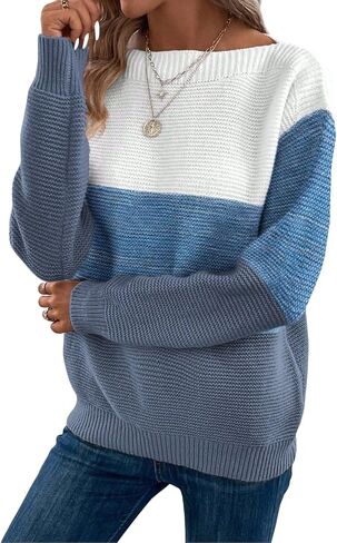 SISKIN Colorblock Sweater Women,Cotton Sweaters for Women,Striped Sweater,Winter Sweaters for Women,Womens Winter Sweaters in Saudi Arabia