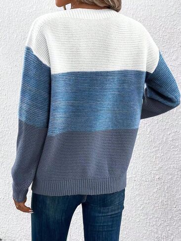 SISKIN Colorblock Sweater Women,Cotton Sweaters for Women,Striped Sweater,Winter Sweaters for Women,Womens Winter Sweaters in Saudi Arabia