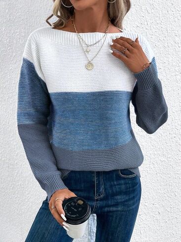 SISKIN Colorblock Sweater Women,Cotton Sweaters for Women,Striped Sweater,Winter Sweaters for Women,Womens Winter Sweaters in Saudi Arabia