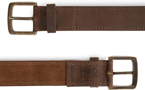 Hide & Drink, Rustic Handmade Full Grain Leather Men's Belt, Two Row Stitch Stylish Design - Everyday Belts for Men in Kuwait