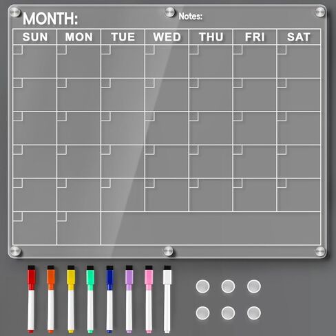 Magnetic Large Acrylic Meal Planner for Fridge, Menu Board for Kitchen with 8 Color Markers, Clear Weekly Planner, Weekly Calendar for Fridge, Planning Board for Grocery/Shopping List -14.5 * 11.5'' in Saudi Arabia