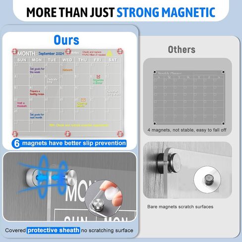 Magnetic Large Acrylic Meal Planner for Fridge, Menu Board for Kitchen with 8 Color Markers, Clear Weekly Planner, Weekly Calendar for Fridge, Planning Board for Grocery/Shopping List -14.5 * 11.5'' in Saudi Arabia