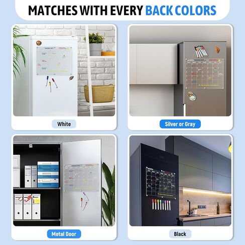 Magnetic Large Acrylic Meal Planner for Fridge, Menu Board for Kitchen with 8 Color Markers, Clear Weekly Planner, Weekly Calendar for Fridge, Planning Board for Grocery/Shopping List -14.5 * 11.5'' in Saudi Arabia