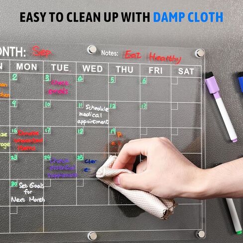 Magnetic Large Acrylic Meal Planner for Fridge, Menu Board for Kitchen with 8 Color Markers, Clear Weekly Planner, Weekly Calendar for Fridge, Planning Board for Grocery/Shopping List -14.5 * 11.5'' in Saudi Arabia