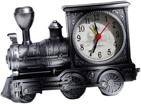Railway Engine Alarm Clock Creative Silver Desktop Ornaments for Bedroom and Living Room Ideal Loud Alarm Clock for Heavy Sleepers Vintage in Kuwait