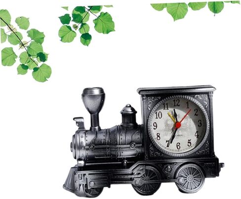 Railway Engine Alarm Clock Creative Silver Desktop Ornaments for Bedroom and Living Room Ideal Loud Alarm Clock for Heavy Sleepers Vintage in Kuwait