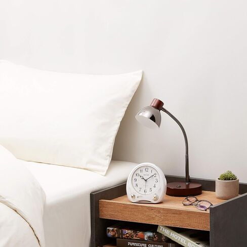 Rhythm 8RM400SR03 Ariacantabile N Alarm Clock with Melody, Continuous Second Hand, White, 5.4 x 5.3 x 3.1 inches (13.6 x 13.5 x 7.9 cm), White in Kuwait