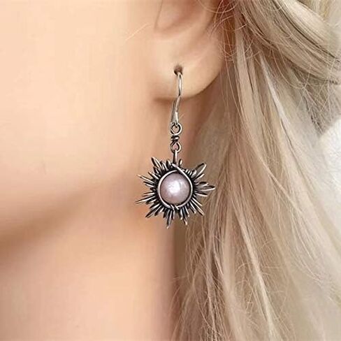 Asymmetrical Sun and Moon Drop Dangle Earrings Rhinestone Crystal Moonstone Crescent Star Long Stud Earrings Boho Bohemian for Women Celestial Planet Christmas Jewelry in Saudi Arabia