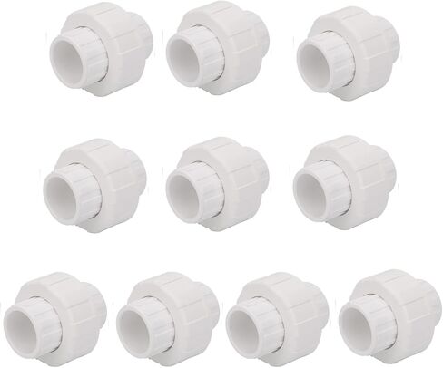 Set of 8, Lobergel 1 Inch PVC Union Coupling, White Pipe Fitting with EPDM O-Ring. Slip PVC Union Coupling Adapter Schedule 40 for Irrigation, Pool & Spa System, Indoor Plumbing Project in Saudi Arabia