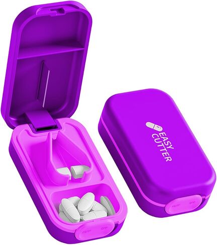Pill Cutter Splitter for Small or Large Pills with Safety Lock - Accurate and Easy Travel-Friendly Design for Daily Use (Purple) in Saudi Arabia