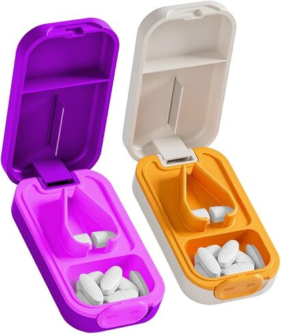 Pill Cutter Splitter for Small or Large Pills with Safety Lock - Accurate and Easy Travel-Friendly Design for Daily Use (Purple) in Saudi Arabia