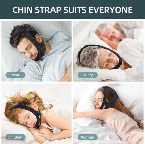 حزام الذقن المضاد للشخير لمستخدمي CPAP، سدادة الشخير مع شريط فيلكرو قابل للتعديل، حزام الذقن CPAP، أجهزة مضادة للشخير، حزام الذقن للنوم، حل بسيط وفعال لوقف الشخير in Saudi Arabia