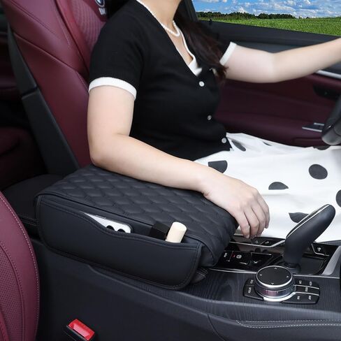 Einesin Universal Center Console Cover, with Leather Side Pockets for Car, Middle Console Cover Lid for Truck | Auto | SUV, Interior Accessories Prevent Scratching in Saudi Arabia