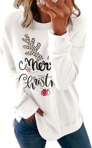 Dokotoo Women's Casual Crew Neck Christmas Sweatshirt Loose Soft Long Sleeve Pullover Tops in Saudi Arabia