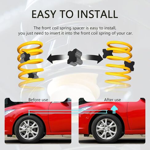 4PCS Rubber Coil Spring Spacers,Heavy Duty Front Coil Spring Booster Kit for 1" to 1.5" Coil Spring Lift,Universal Rubber Lift Blocks Car Accessories for Most Cars Trucks SUVs in Saudi Arabia