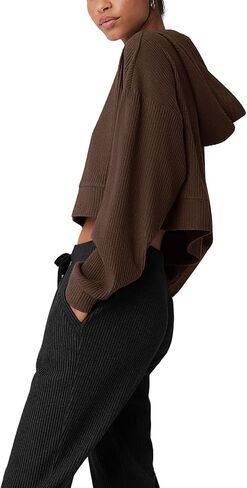 LASLULU Womens Hoodies Fall Casual Long Sleeve Hooded Sweatshirts Side Split Pullover Ribbed Shirts Workout Tops in Saudi Arabia