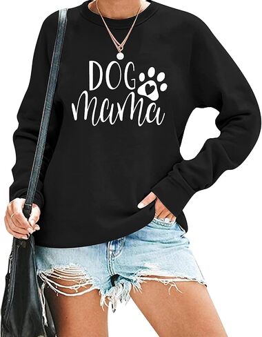 MK Shop Limited Dog Mom Sweatshirt For Women Cute Dog Paw Graphic Long Sleeve Pullover Blouse（S-2XL） in Kuwait