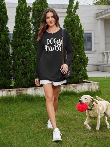 MK Shop Limited Dog Mom Sweatshirt For Women Cute Dog Paw Graphic Long Sleeve Pullover Blouse（S-2XL） in Kuwait