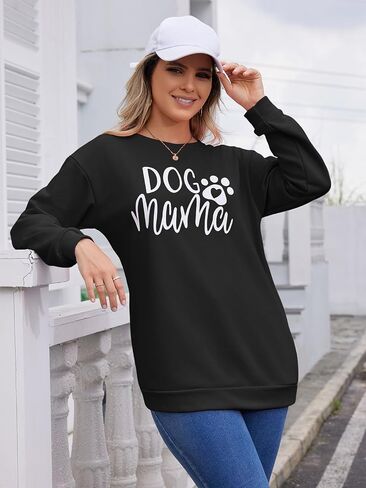 MK Shop Limited Dog Mom Sweatshirt For Women Cute Dog Paw Graphic Long Sleeve Pullover Blouse（S-2XL） in Kuwait