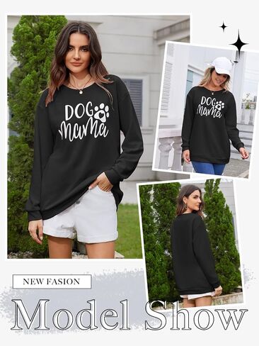 MK Shop Limited Dog Mom Sweatshirt For Women Cute Dog Paw Graphic Long Sleeve Pullover Blouse（S-2XL） in Kuwait
