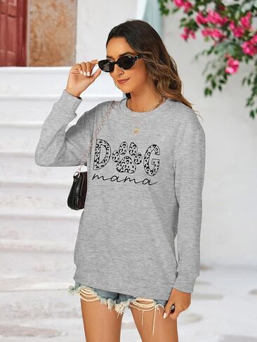 MK Shop Limited Dog Mom Sweatshirt For Women Cute Dog Paw Graphic Long Sleeve Pullover Blouse（S-2XL） in Kuwait