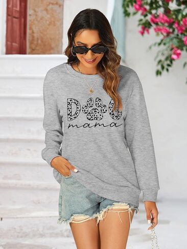 MK Shop Limited Dog Mom Sweatshirt For Women Cute Dog Paw Graphic Long Sleeve Pullover Blouse（S-2XL） in Kuwait