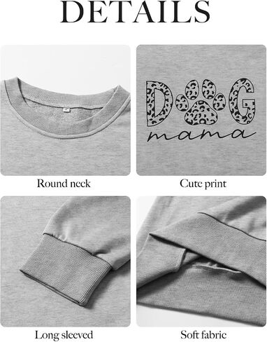 MK Shop Limited Dog Mom Sweatshirt For Women Cute Dog Paw Graphic Long Sleeve Pullover Blouse（S-2XL） in Kuwait