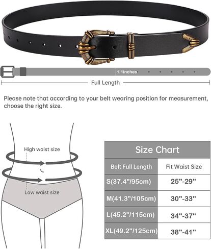 ALAIX Women's Leather Belt Vintage Western Belt Silver/Gold Buckle Belt Jeans Belt Black and Gold Belt for Women in Saudi Arabia