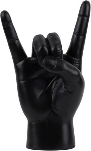 Vilead Metal Horns Sculpture,7.6" Gold Rock and Roll Hand Gesture Statue,Rock On Hand Sculpture,Gold Shelf Decor Accessories,Tabletop Statue Decor for Desk Bookshelf in Home (Black, Right Hand) in Kuwait