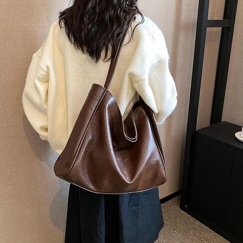 2025 Leather Tote Bag, Hobo Bag Purses for Women Shoulder Bag College Tote Hobo Bags Soft Vegan Crossbody Underarm Handbag in Saudi Arabia