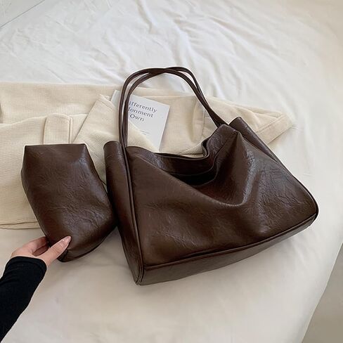 2025 Leather Tote Bag, Hobo Bag Purses for Women Shoulder Bag College Tote Hobo Bags Soft Vegan Crossbody Underarm Handbag in Saudi Arabia