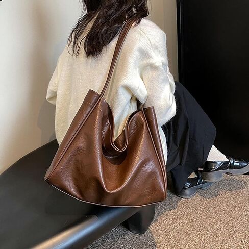 2025 Leather Tote Bag, Hobo Bag Purses for Women Shoulder Bag College Tote Hobo Bags Soft Vegan Crossbody Underarm Handbag in Saudi Arabia
