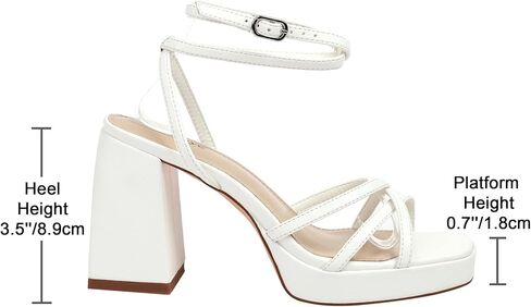 Reitoye Strappy منصة الكعوب للنساء الكاحل حزام كتلة مكتنزة كعب مربع مفتوح اصبع القدم الكعب الصنادل لحفل زفاف حفلة موسيقية اللباس in Kuwait