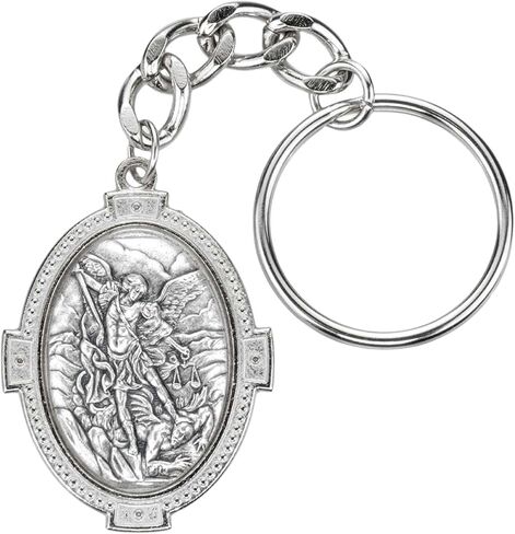 Needzo Saint Michael Medal Keychain, Religious Key Ring Accessory, 4.75 Inch Long in Saudi Arabia