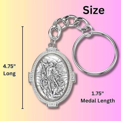 Needzo Saint Michael Medal Keychain, Religious Key Ring Accessory, 4.75 Inch Long in Saudi Arabia
