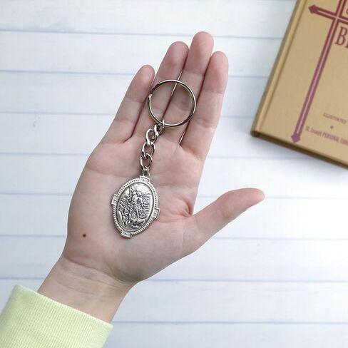 Needzo Saint Michael Medal Keychain, Religious Key Ring Accessory, 4.75 Inch Long in Saudi Arabia