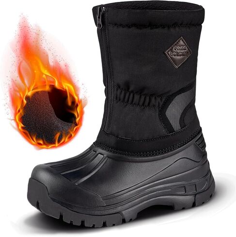 FREE SOLDIER Snow Boots for Kids Waterproof with Zipper Winter Warm Non Slip Cold Weather Outdoor Boy's Boots in Kuwait