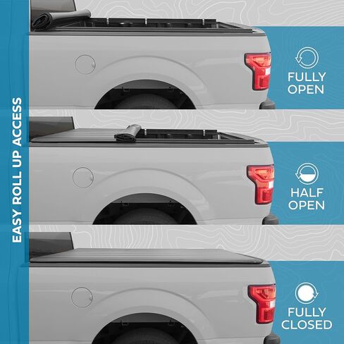 Soft Roll-Up Truck Tonneau Cover for Chevy Silverado 1500 / GMC Sierra 1500 (2014-2018) with 6.6 ft Bed Length, All-Weather Retractable Truck Bed Cover with Black Flag Graphic in Saudi Arabia