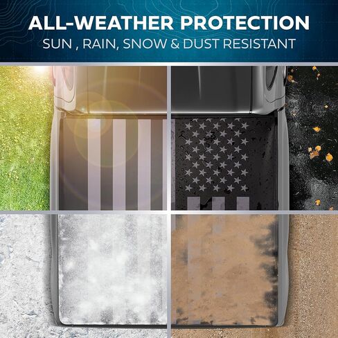 Soft Roll-Up Truck Tonneau Cover for Chevy Silverado 1500 / GMC Sierra 1500 (2014-2018) with 6.6 ft Bed Length, All-Weather Retractable Truck Bed Cover with Black Flag Graphic in Saudi Arabia
