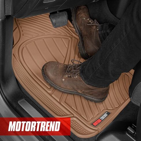 Motor Trend FlexTough™ Baseline Rubber Car Floor Mats with Trunk Mat Cargo Liner, Front & Rear Combo Set fits Most Car SUV Van Coupe Sedan, Heavy Duty All Weather Trim to Fit in Saudi Arabia