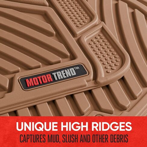Motor Trend FlexTough™ Baseline Rubber Car Floor Mats with Trunk Mat Cargo Liner, Front & Rear Combo Set fits Most Car SUV Van Coupe Sedan, Heavy Duty All Weather Trim to Fit in Saudi Arabia